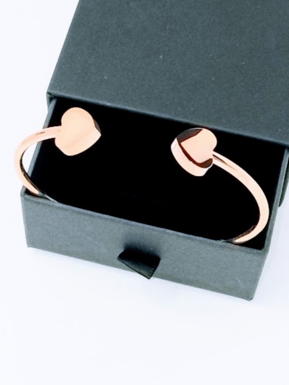 ❤️ 18k Gold Plated Rose Gold Heart Bangle 316L Stainless Steel 17cm Trendy Love